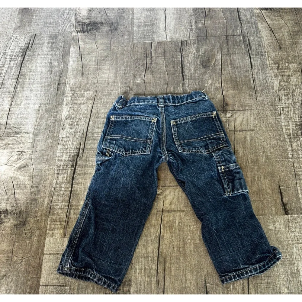 OshKosh Bgosh Toddler Boys Carpenter Jeans Dark Wash Blue Denim Size 2T 444-932